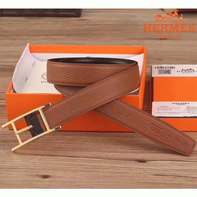 1:1 replica H**me5 Quentin reversible belt in brown tone