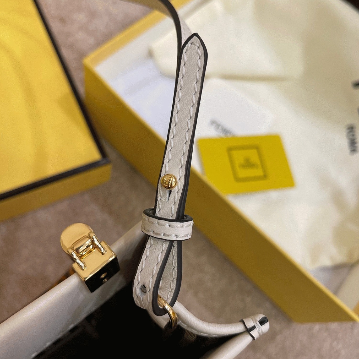 Top Quality Replica F**di Mini Sunshine Shopper Bag In White Leather