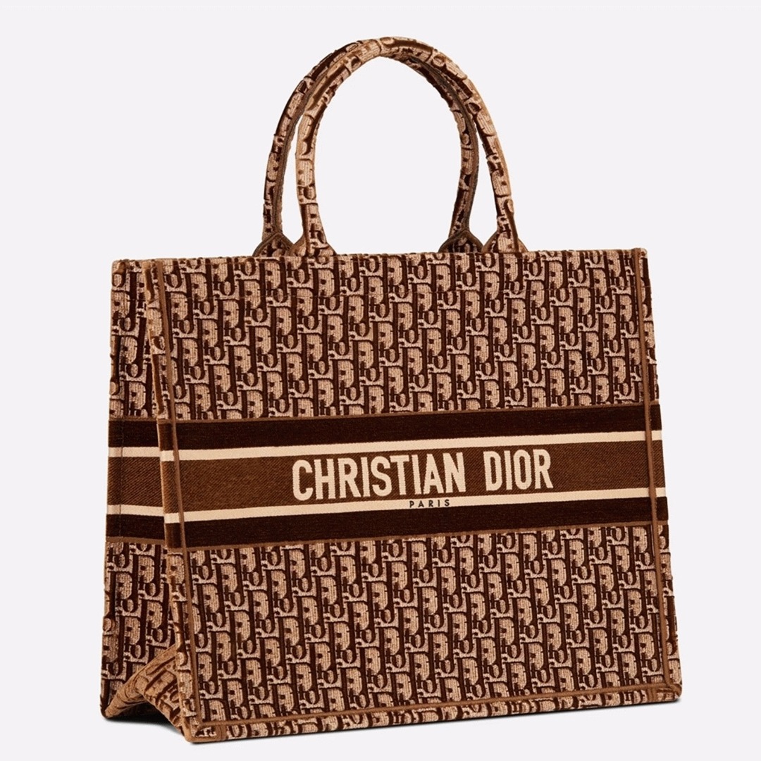 D10r Large Book Tote Bag Fake in Bordeaux Oblique Embroidered Velvet