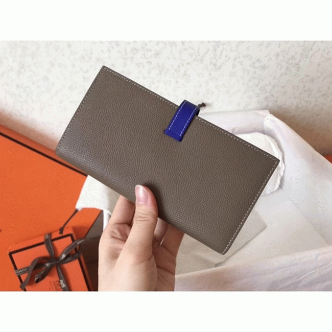 Taupe Electric Blue Epsom Replica H**me5 Bearn Wallet
