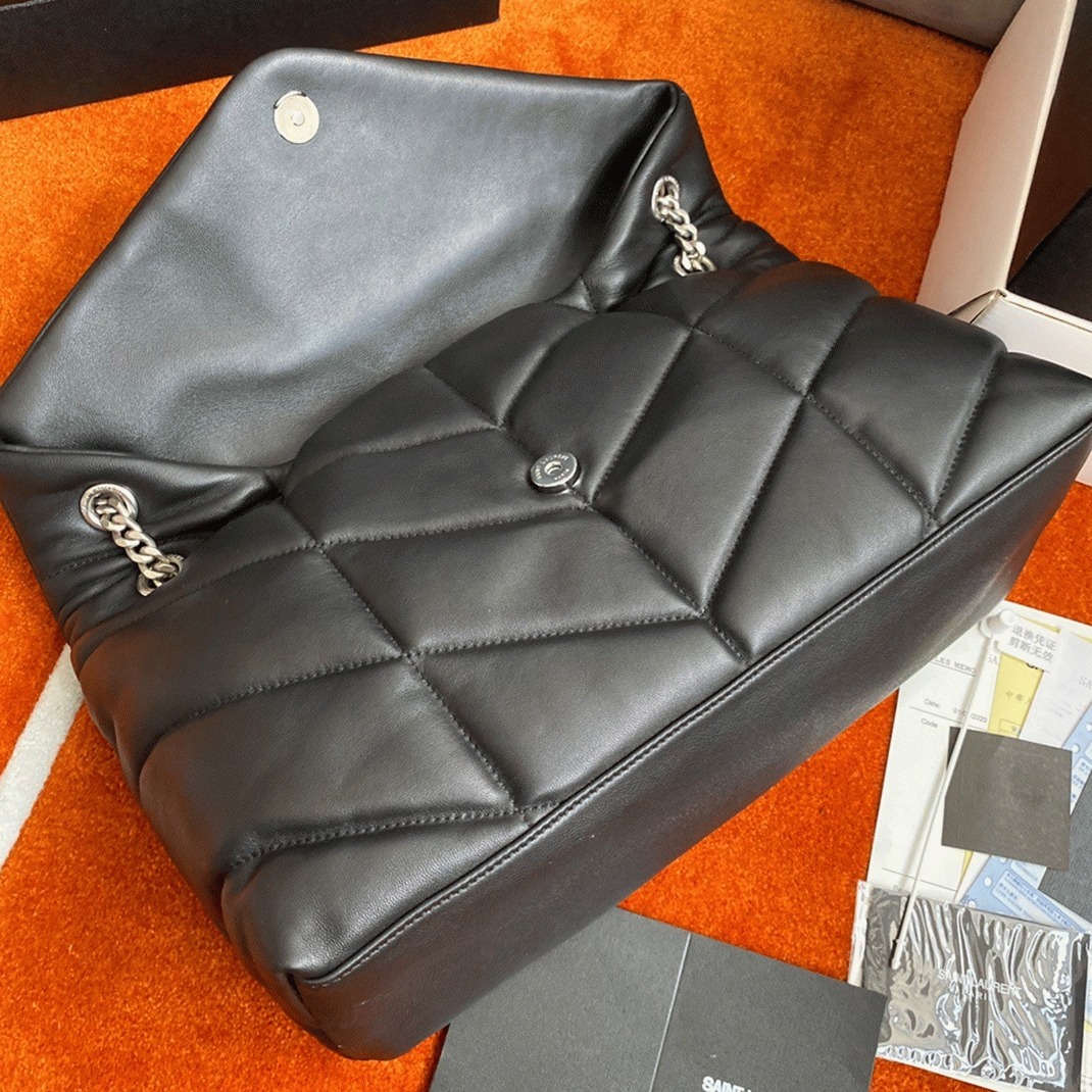 Sa1nt Lau*nt Puffer Medium Chain Bag Noir Lambskin