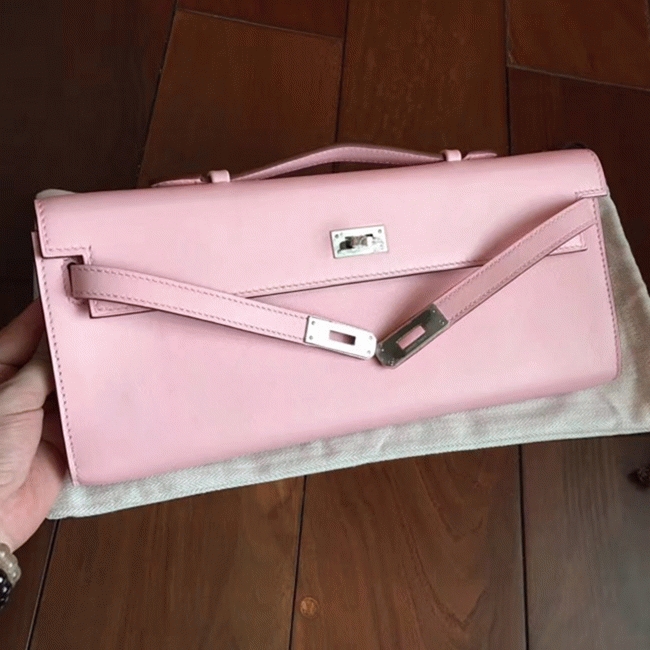 Rose Dragee Swift Knockoff H**me5 Kelly Cut Clutch Soft Pastel Bag