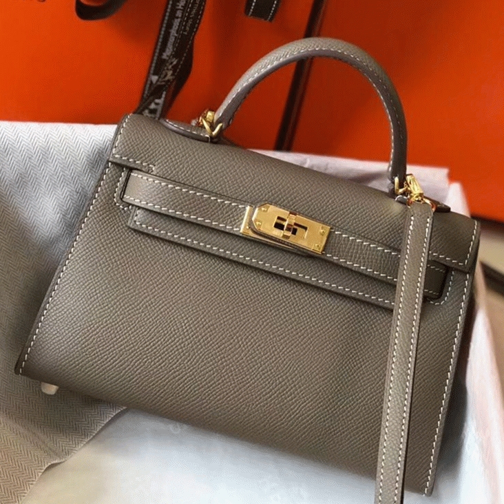 H**me5 Kelly Mini II Bag Replica in Taupe Grey
