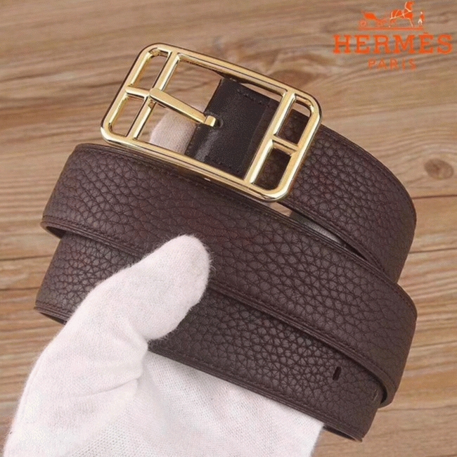 Luxury fake H**me5 chocolate-colored Cape Cod 32 reversible belt