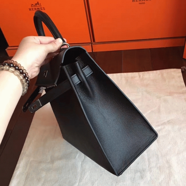 Black Epsom Replica H**me5 Kelly 32cm Sellier Structured Bag
