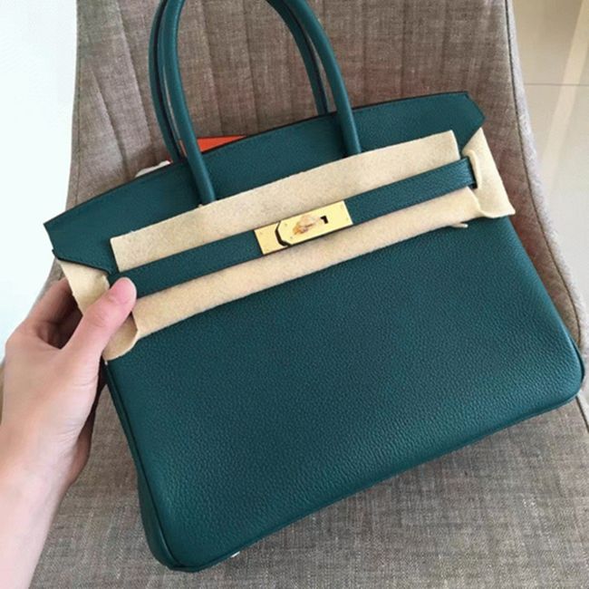 1:1 Copy H**me5 Birkin 30cm Bag in Malachite Shade