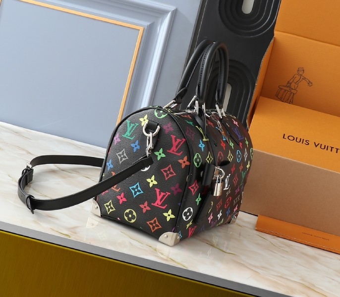 LV X TM Multicolored Speedy Bandouliere 25 In Black