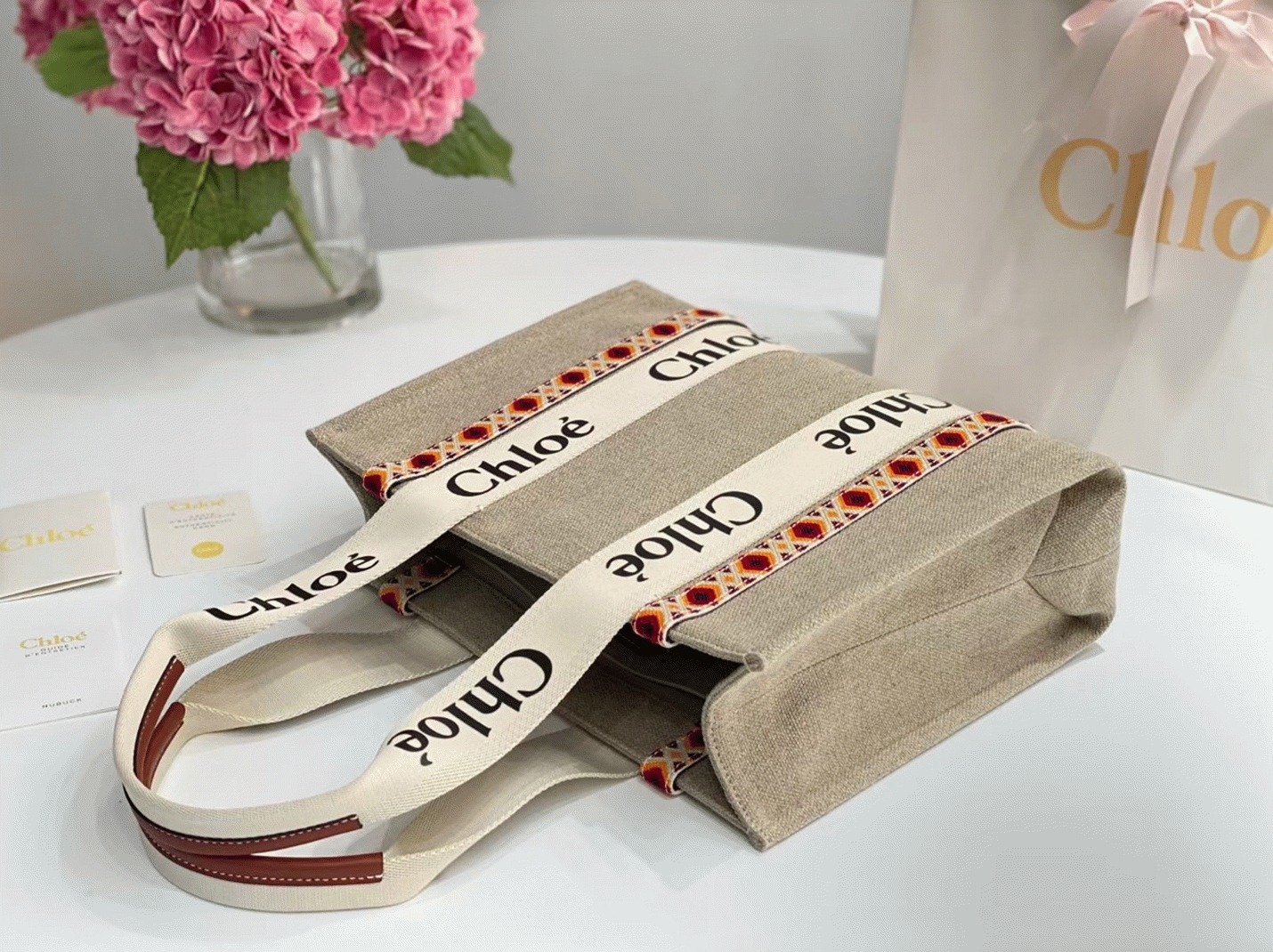 top quality replica Ch10e medium woody tote bag with hand-embroidered