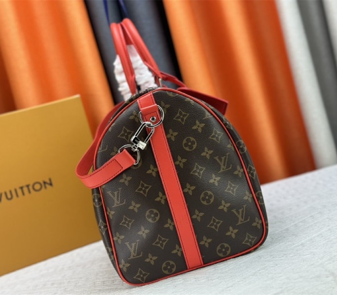 L0vis Vvtt0n Monogram Macassar Canvas Keepall Bandouliere 50 In Red