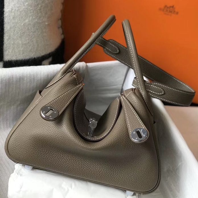 Designer replica H**me5 Lindy 26cm handbag in taupe grey