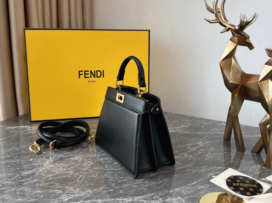 Top Quality Replica F**di Peekaboo ISeeU Petite Bag In Black Nappa Leather