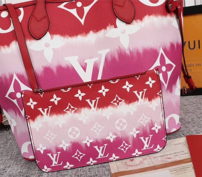 L0vis Vvtt0n Seasonal Escale Neverfull MM Tote In Rouge Red