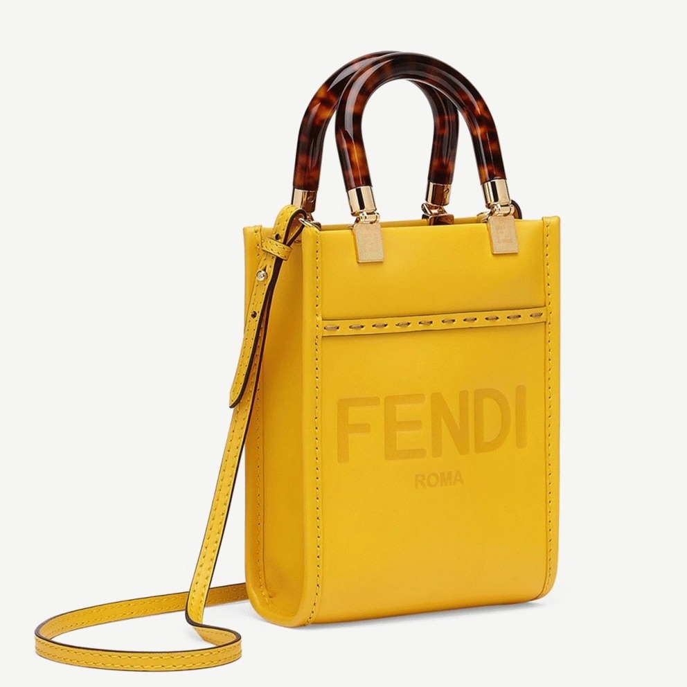 Top Quality Fake F**di Mini Sunshine Shopper Bag In Yellow Leather