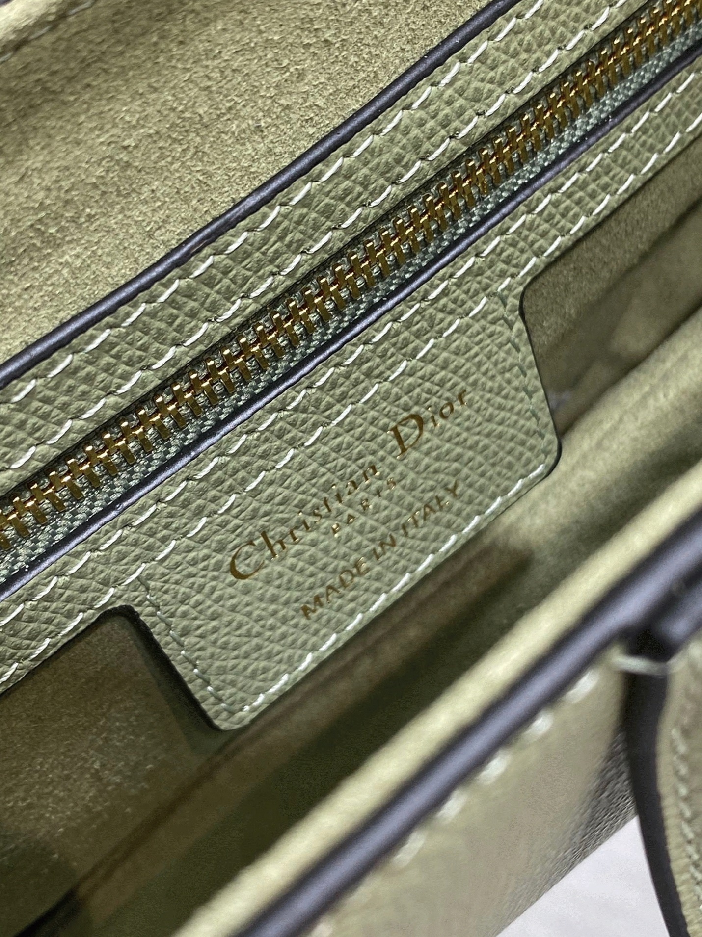 D10r Saddle Bag with Strap Imitation in Ethereal Green Grained Calfskin