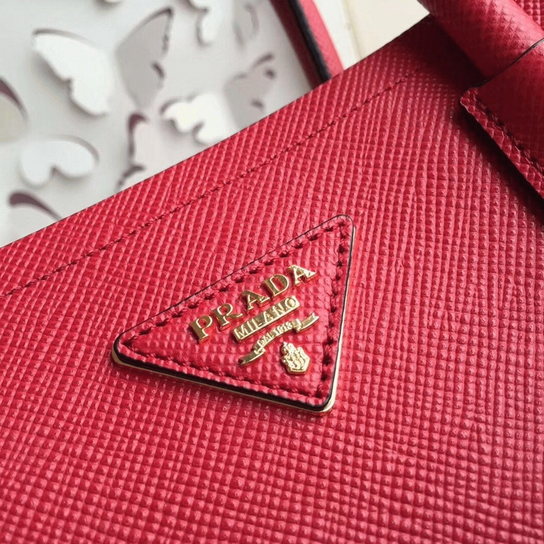 Red Pra*a Double Medium Tote Bag Replica