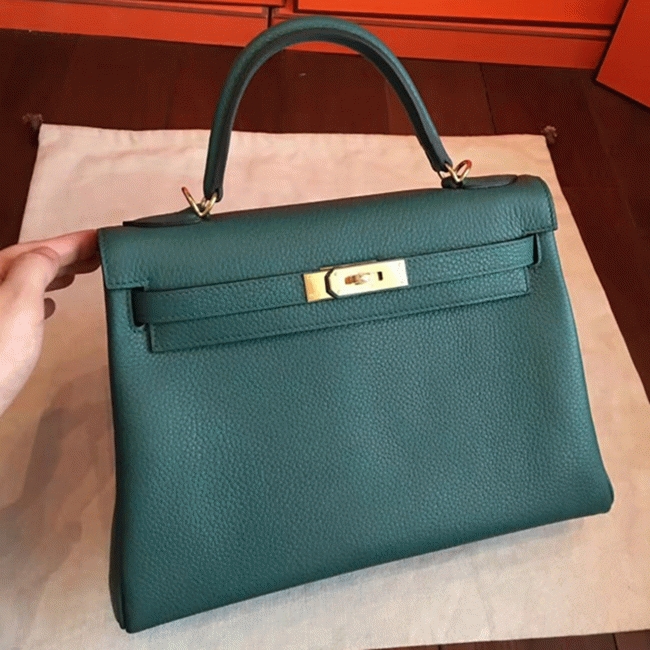 Malachite Clemence Knockoff H**me5 Kelly Retourne 32cm Stylish Bag