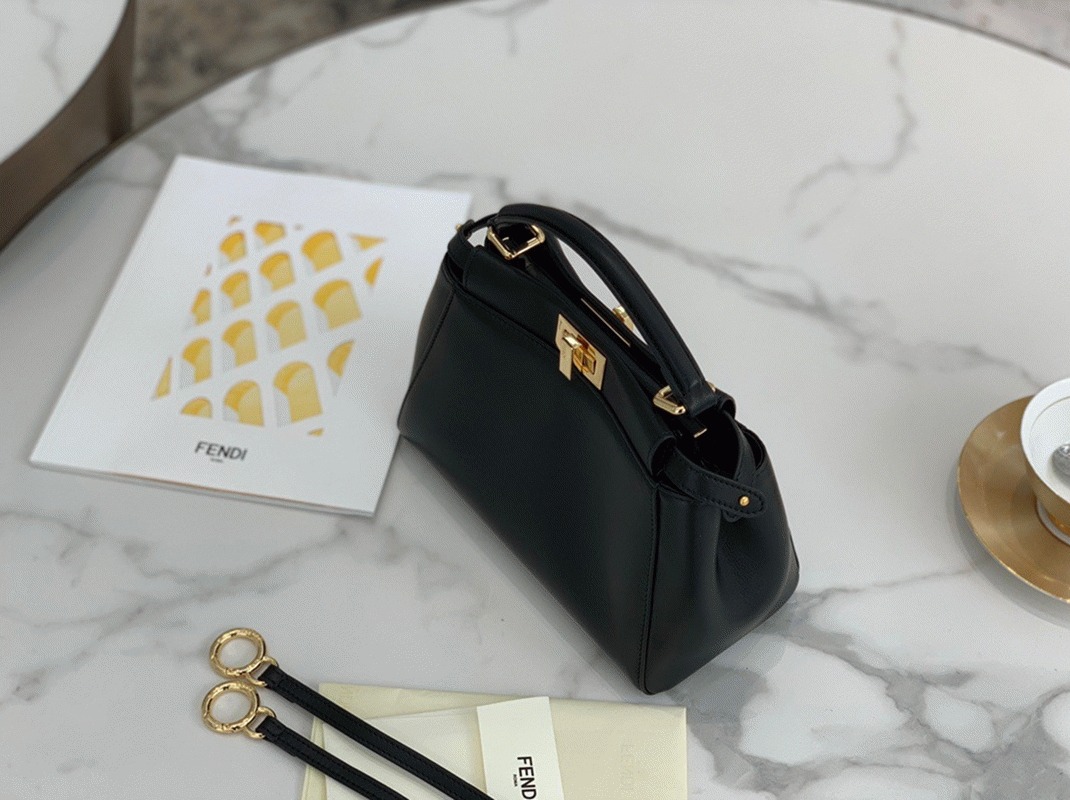 Top Quality Replica F**di Peekaboo Mini Bag In Black Nappa Leather