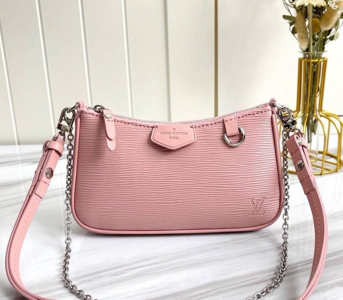L0vis Vvtt0n Epi Leather Easy Pouch On Strap In Rose Ballerine Pink