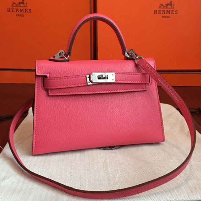 Rose Lipstick Chevre Faux Designer H**me5 Kelly 20CM Bag