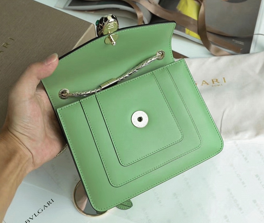 Fake Bv1g*ai Serpenti Forever Small Crossbody Bag Mint Leather