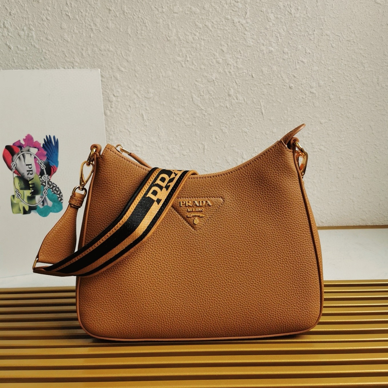 Designer Pra*a Shoulder Bag Replica in Brown