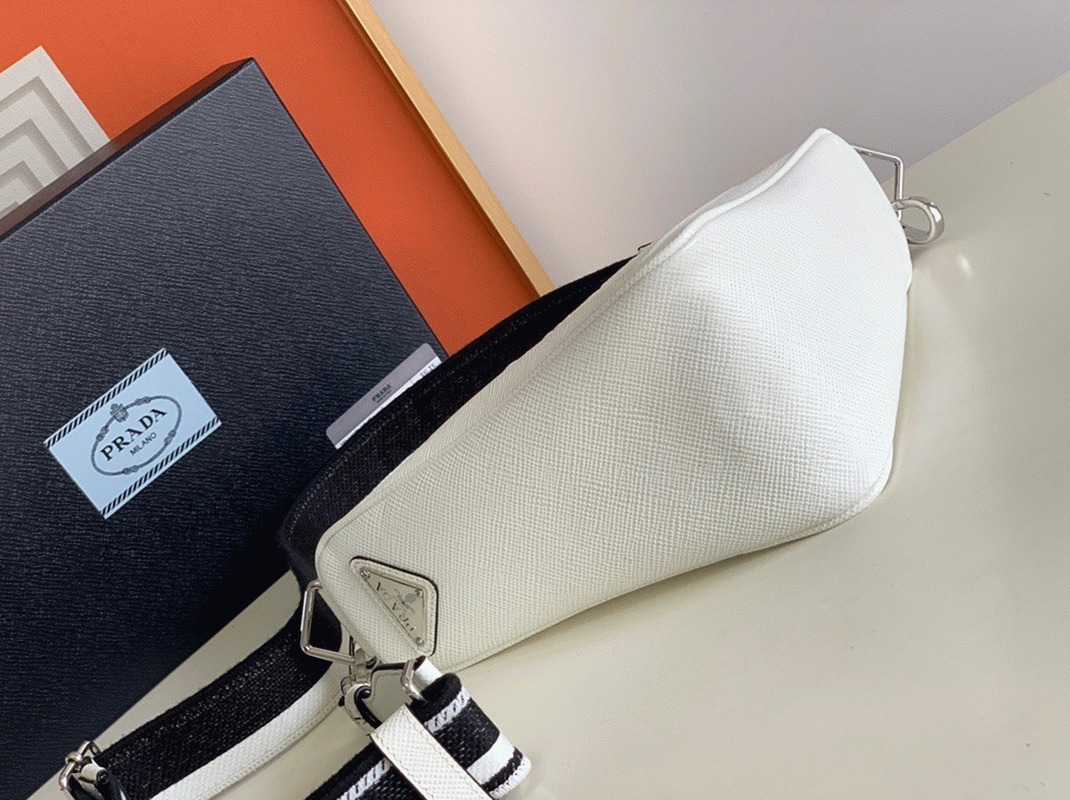 Pra*a Triangle Shoulder Bag Fake in White