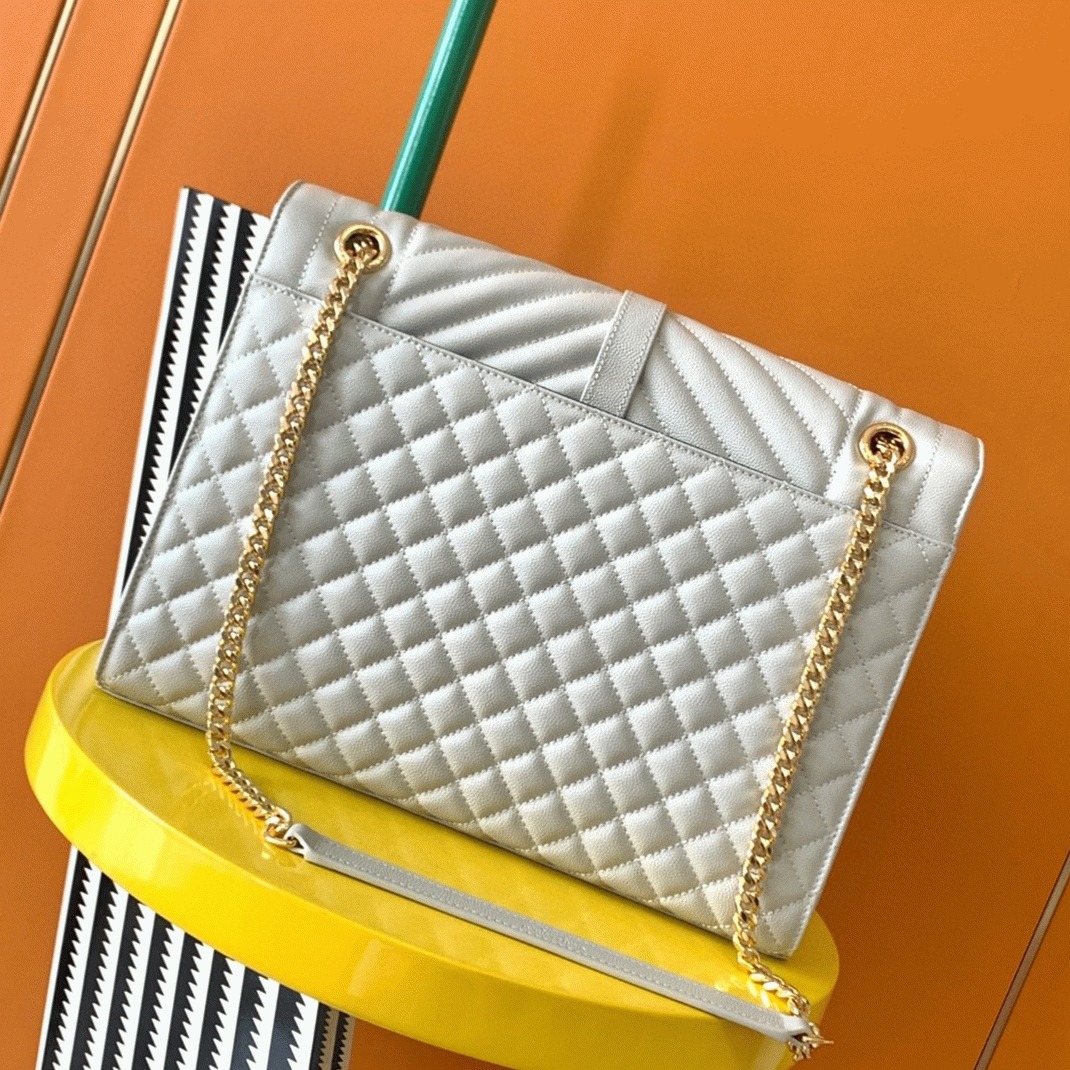 Fake Sa1nt Lau*nt Envelope Large Bag White