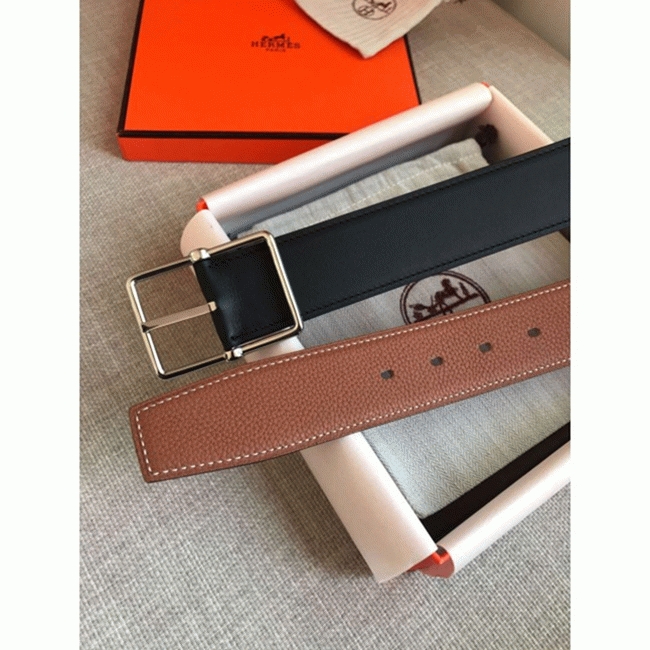 Replica H**me5 reversible saddle style belt in brown