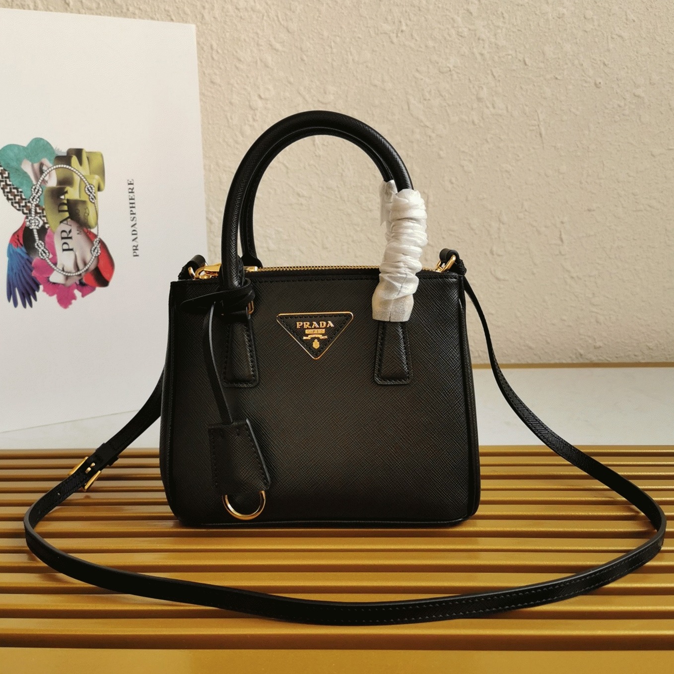 Black Pra*a Mini Galleria Bag Best Replica