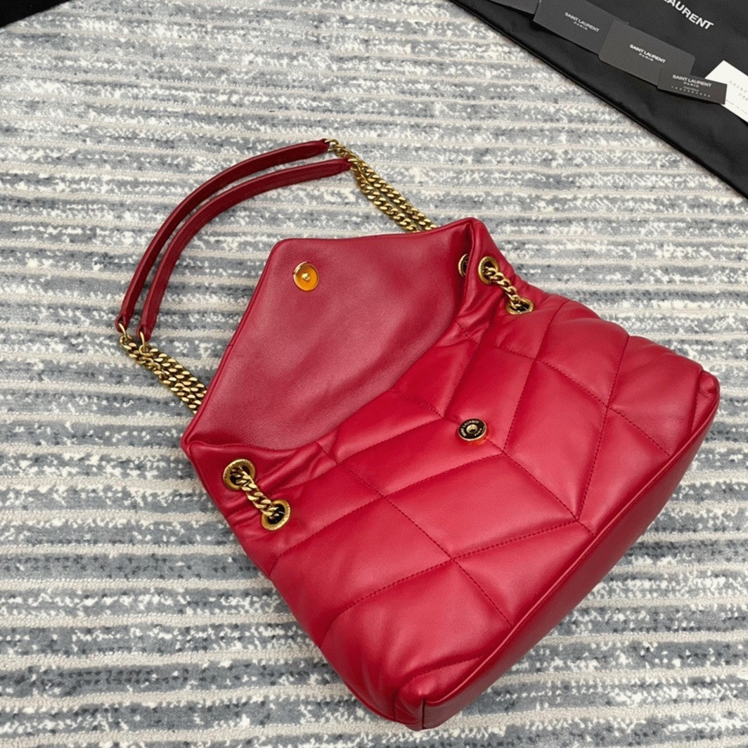 Replica Sa1nt Lau*nt Puffer Small Chain Bag Red Lambskin
