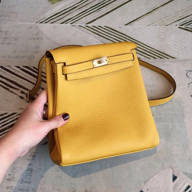 Yellow Clemence Fake H**me5 Kelly Ado PM Backpack