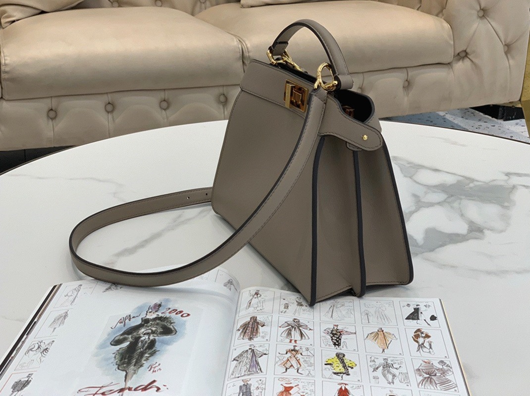 Grey Calfskin F**di Peekaboo ISeeU Small Imitation Bag