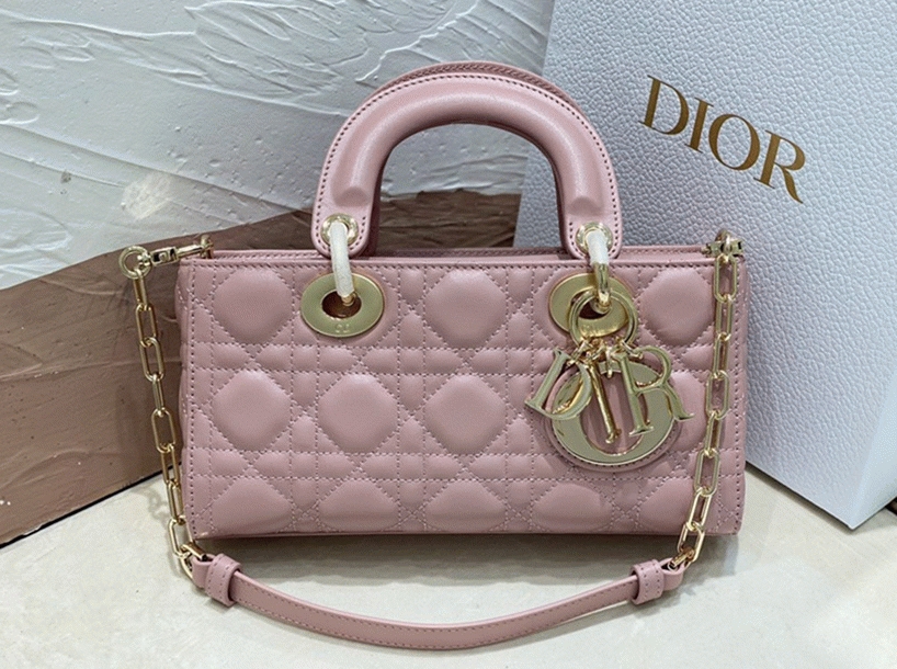 D10r Lady D-Joy Small Bag Fake in Peony Pink