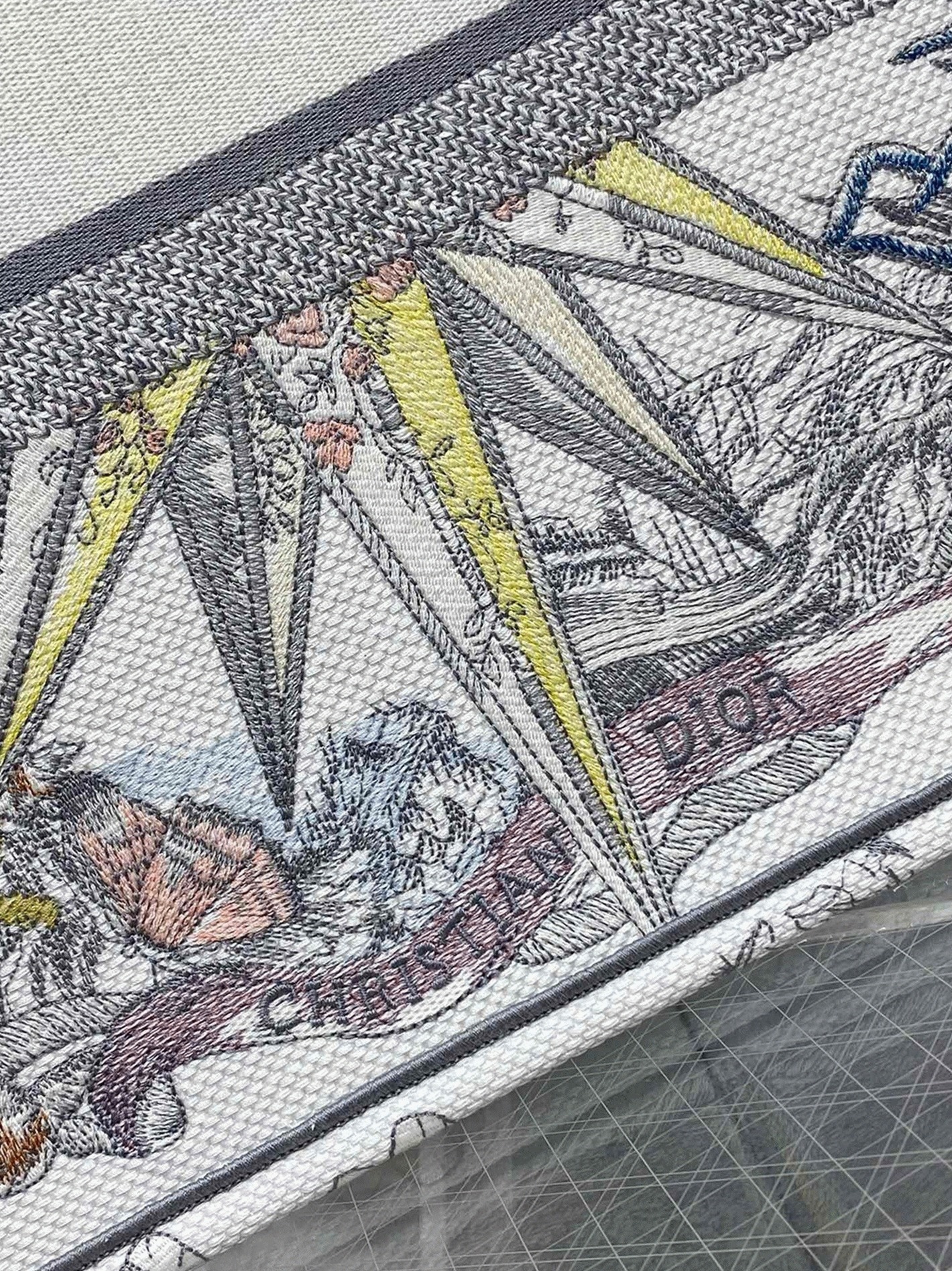 D10r Large Book Tote Bag Replica in Multicolor Rêve d Infini Embroidery