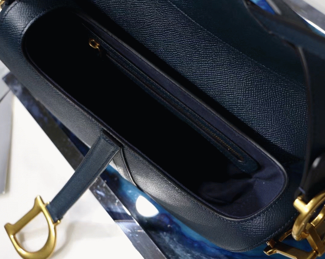 D10r Saddle Bag Imitation in Indigo Blue Grained Calfskin