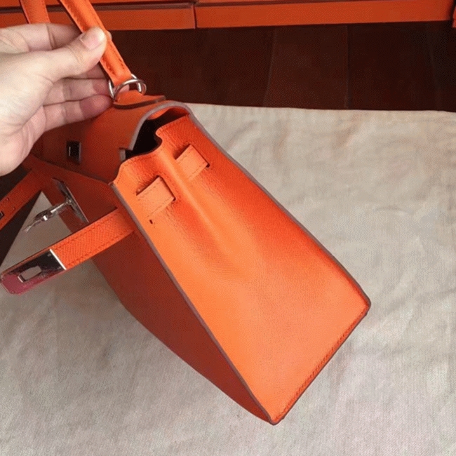 Orange Epsom Replica H**me5 Kelly Sellier 28cm Bright Handbag