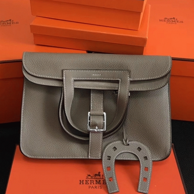 Grey AAA Replica H**me5 Halzan Elegant Leather Tote