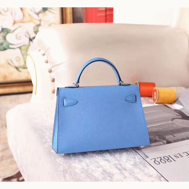 Celeste Epsom Replica H**me5 Kelly 20cm Soft Blue Purse