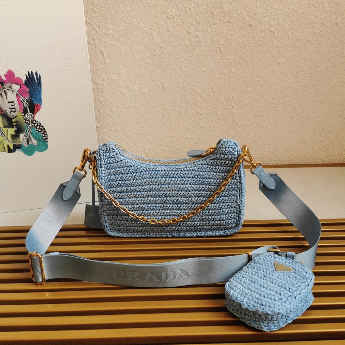 Pra*a Re-Edition Shoulder Bag Fake in Blue