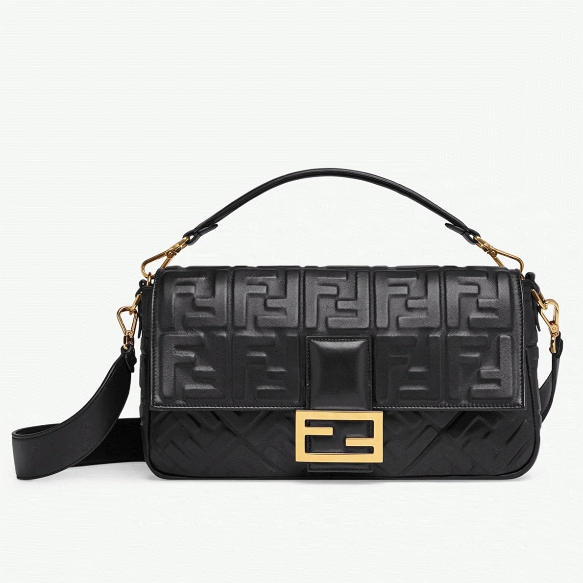 Top Quality Fake F**di Large Baguette Bag In Black FF