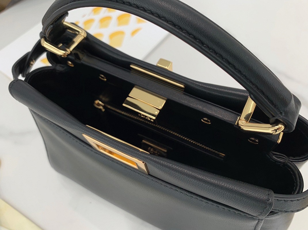 Top Quality Replica F**di Peekaboo Mini Bag In Black Nappa Leather