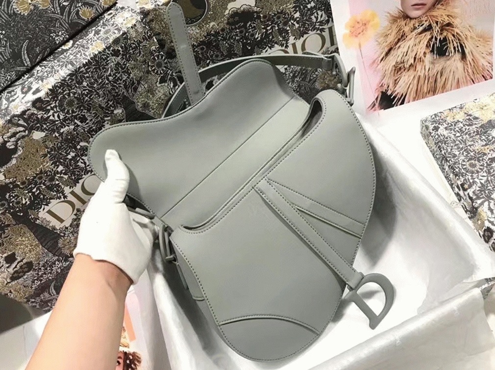 D10r Saddle Bag Faux in Grey Ultramatte Calfskin