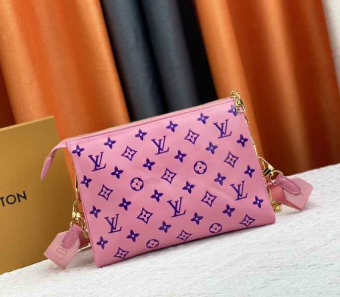 L0vis Vvtt0n Coussin PM Bag In Pink And Purple With Jacquard Strap