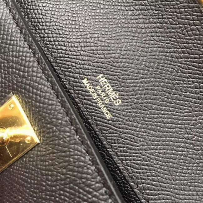Black Epsom Fake H**me5 Kelly Cut Clutch Sleek Handbag