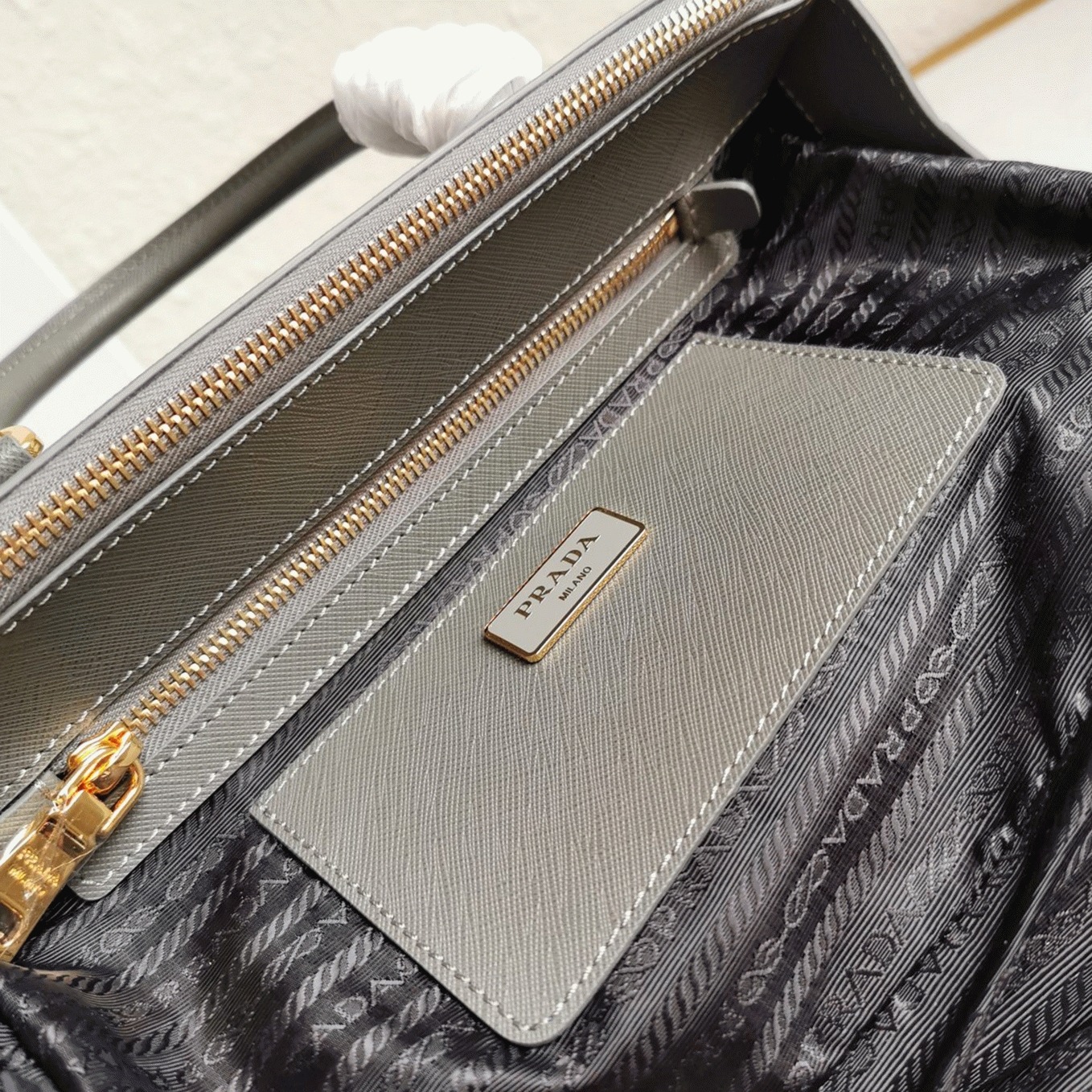 Grey Pra*a Galleria Medium Bag Replica