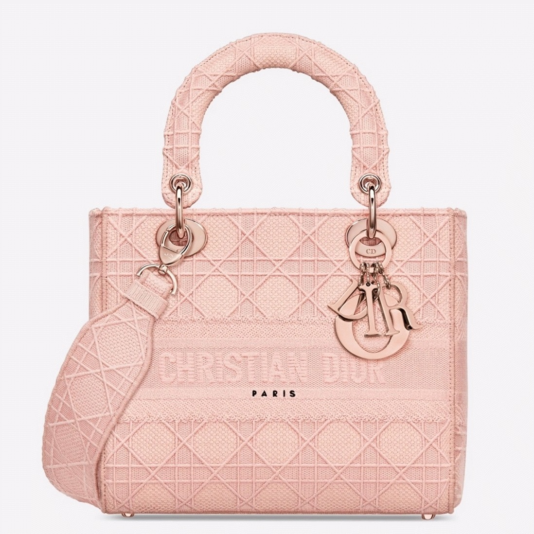 D10r Lady D-Lite Medium Bag Imitation in Pink Cannage Embroidered Canvas