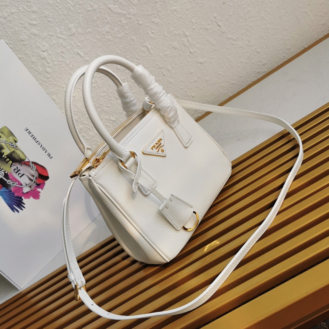 White Pra*a Mini Galleria Bag Fake