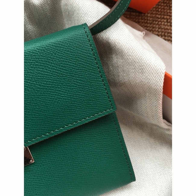 Green fake designer H**me5 Clic wallet with strap