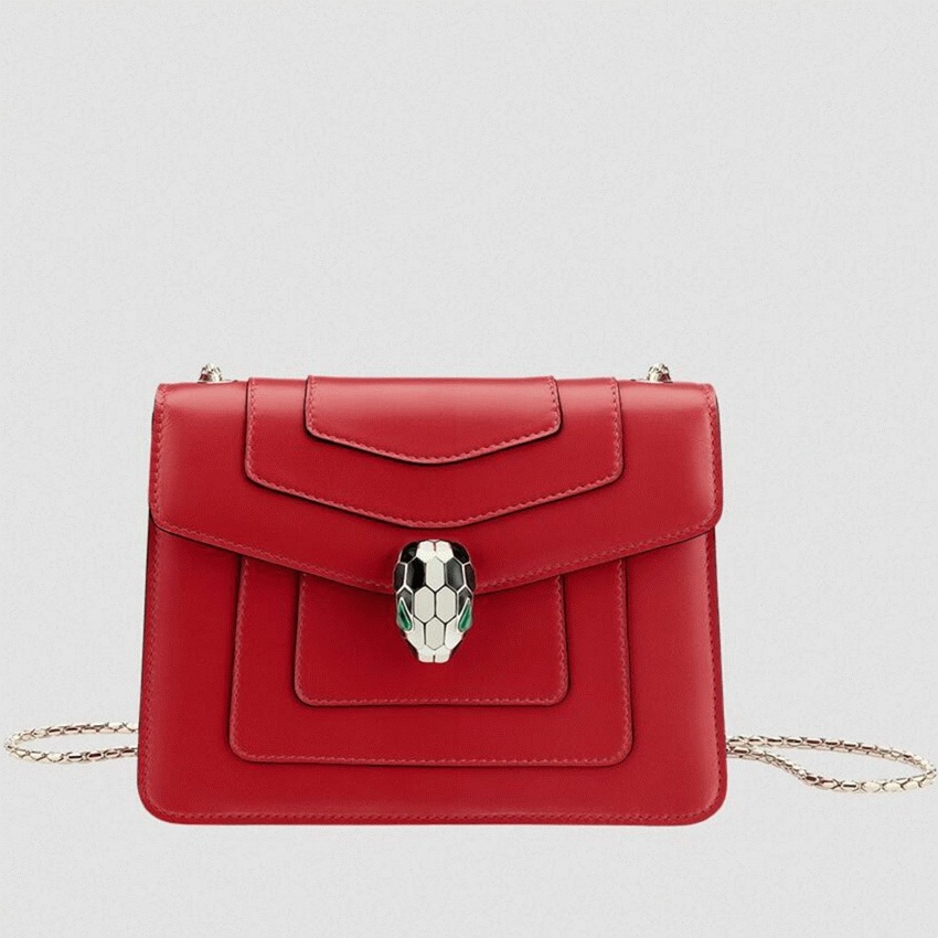 Red Leather Bv1g*ai Serpenti Forever Imitation Small Crossbody Bag