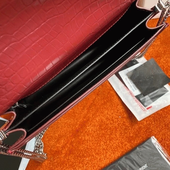 Fake Sa1nt Lau*nt Cassandra Medium Bag Bordeaux Crocodile